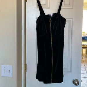 Velvet like zip up tank top dress